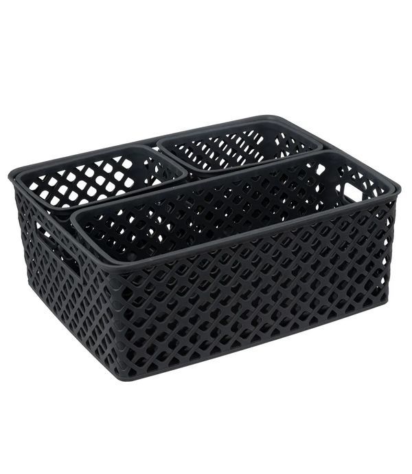 Ceste Organizer In Plastica Grigia 4 Pezzi 