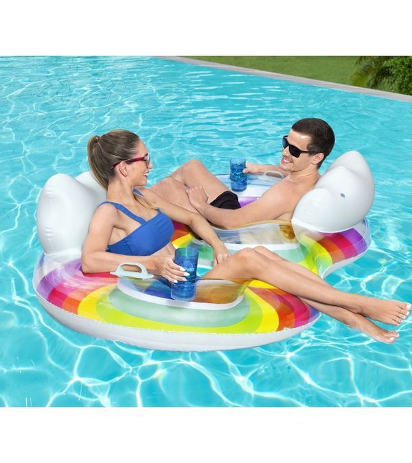 BESTWAY Beignet Gonflable Double Arc-En-Ciel Avec Siège 186X116Cm