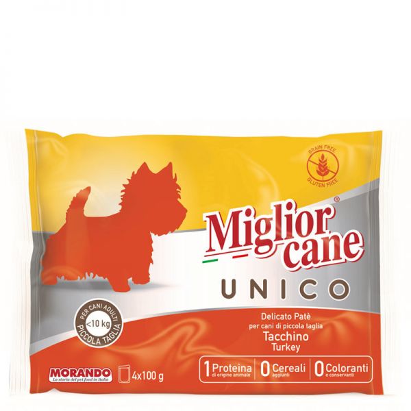 MIGLIORCANE Delicato Patè Tacchino Cane Piccola Taglia 4x100gr