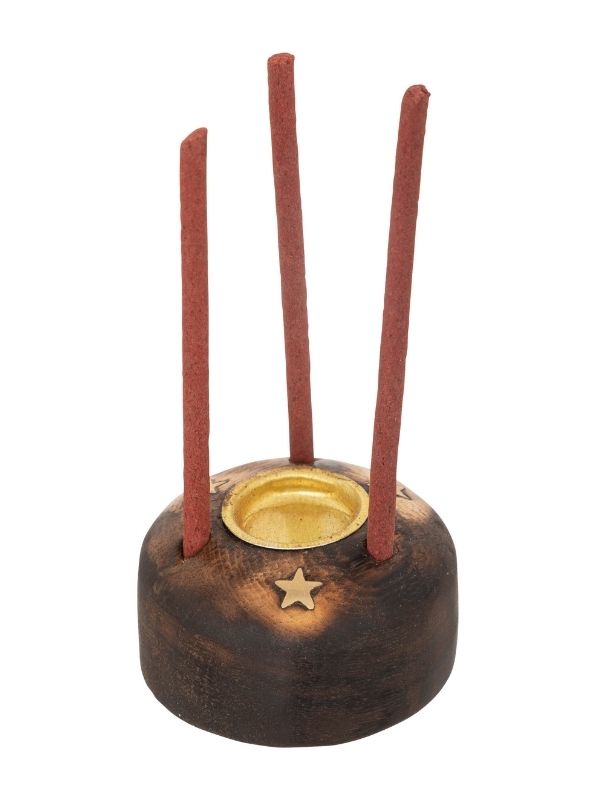 Coffret Déco Brûleur D'Encens Taly Avec Base En Bois De Manguier 25X13Cm
