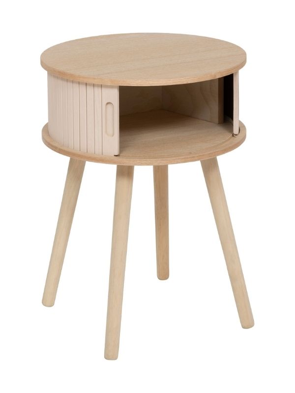 Table De Chevet Déco Avec Ouverture Nysos En Bois Crème 54X40X40Cm