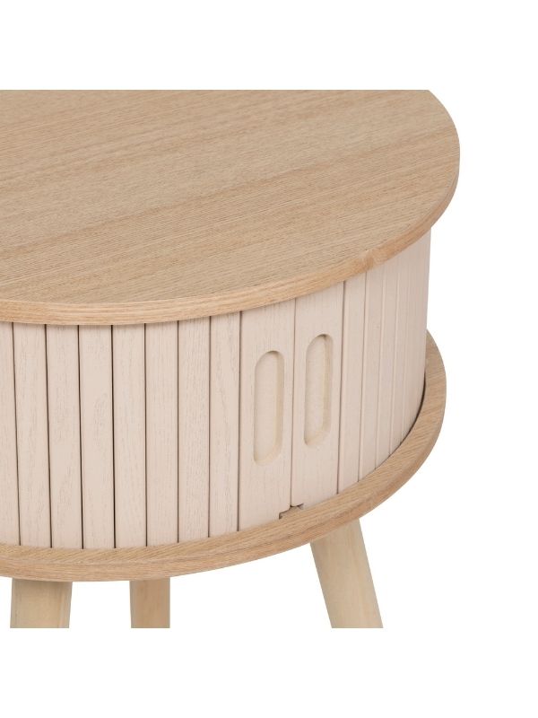Table De Chevet Déco Avec Ouverture Nysos En Bois Crème 54X40X40Cm