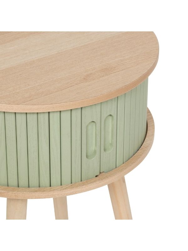 Table De Chevet Déco Avec Ouverture Nysos En Bois Vert 54X40X40Cm