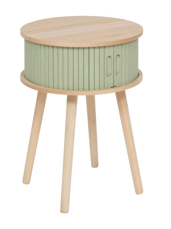 Table De Chevet Déco Avec Ouverture Nysos En Bois Vert 54X40X40Cm