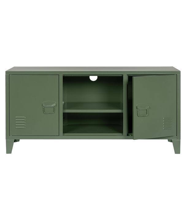 Cassettiera Cambridge In Metallo A Due Ante Verde Déco Casa 120.5X40X58.5Cm