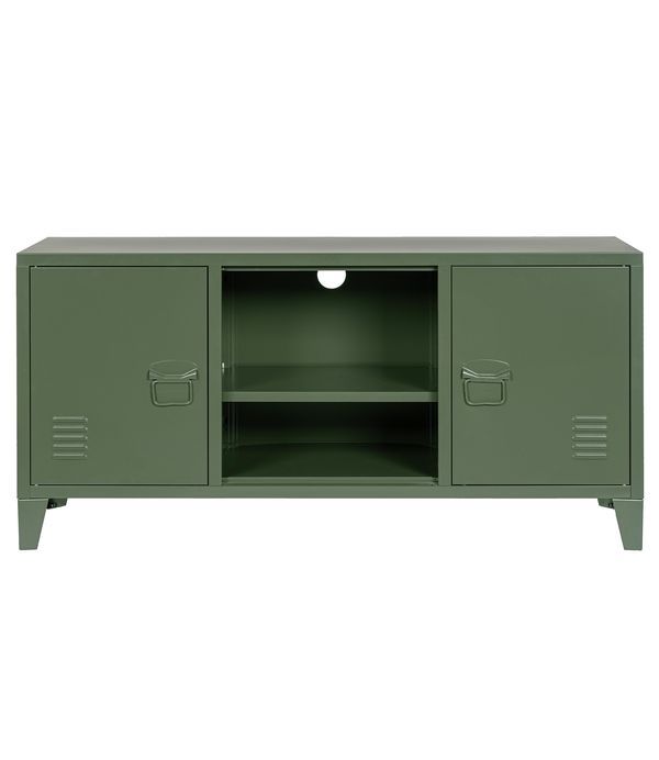 Kommode Cambridge Aus Metall Zweitürige Grün Dekohaus 120.5X40X58.5Cm