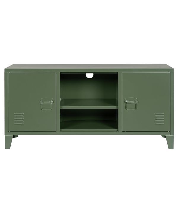 Cassettiera Cambridge In Metallo A Due Ante Verde Déco Casa 120.5X40X58.5Cm