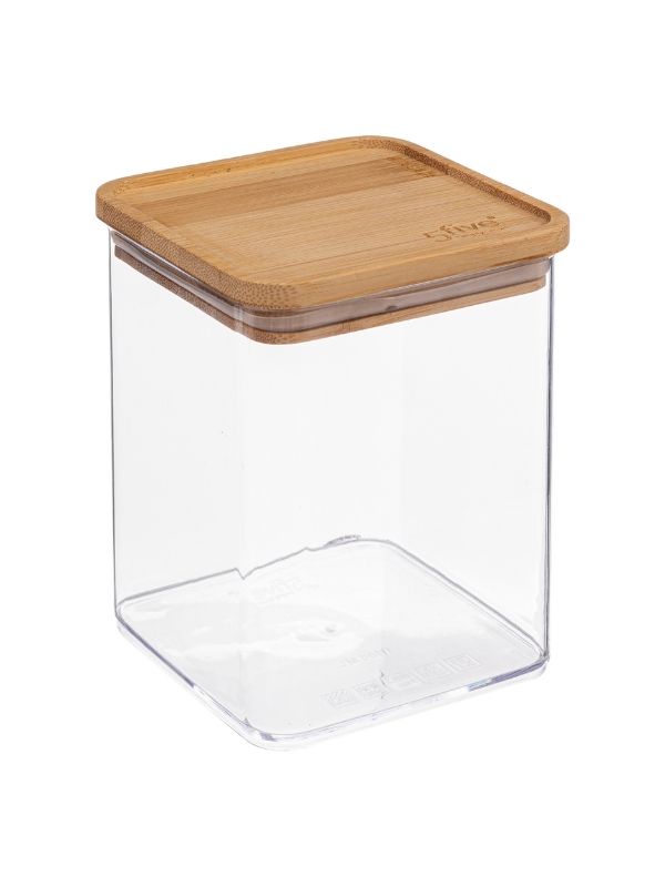 Oslo Quadratischer Behälter aus Kunststoff und Bambus 1l