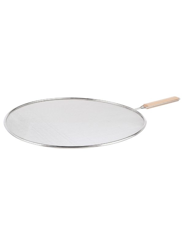 Coperchio Paraschizzi Acciaio Inox E Legno 33cm