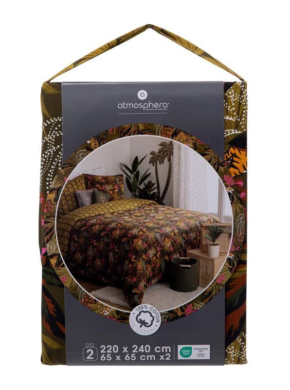 Ensemble De Lit Double Imprimé Tropical Boudoir En Coton 240X220Cm
