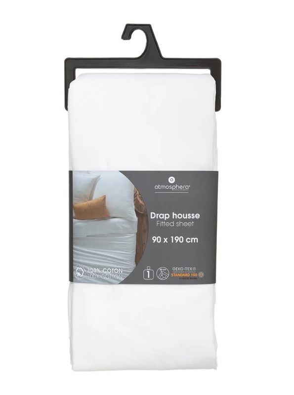 Copri Materasso Per Letto Singolo In Cotone Con Angoli Bianco 90X190Cm