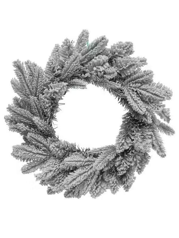 Corona Decorativa Natalizia Con Rami Di Pino Innevati 40Cm