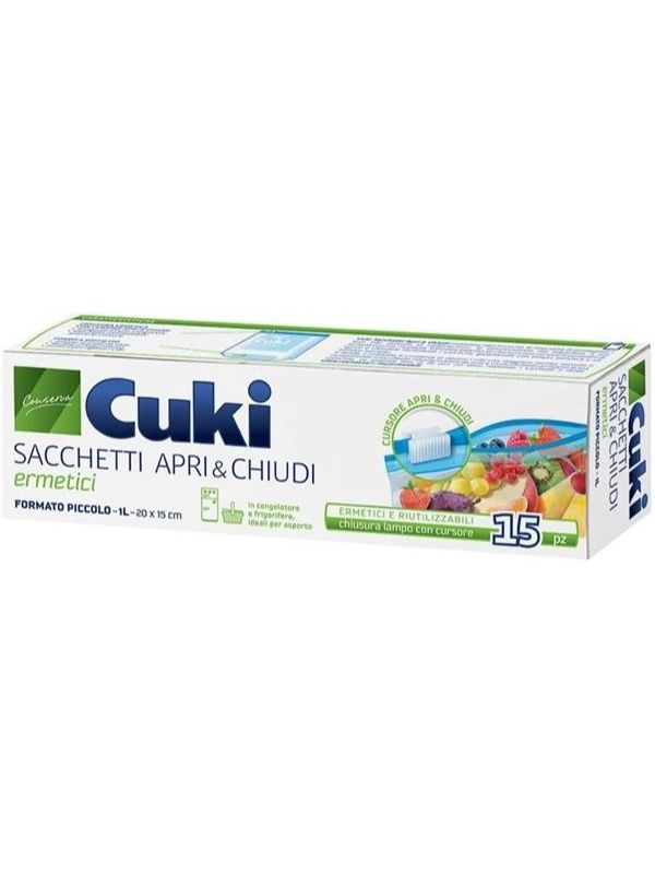 CUKI Apri&Chiudi Sacchetti Ermetici 15 Pezzi 20X15Cm