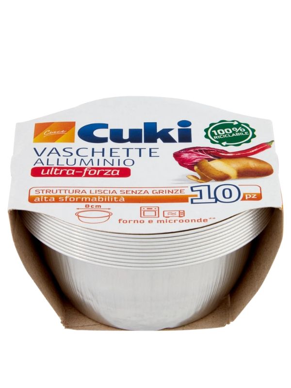 CUKI Vaschette Alluminio Ultra-Forza 10 Pezzi 8Cm