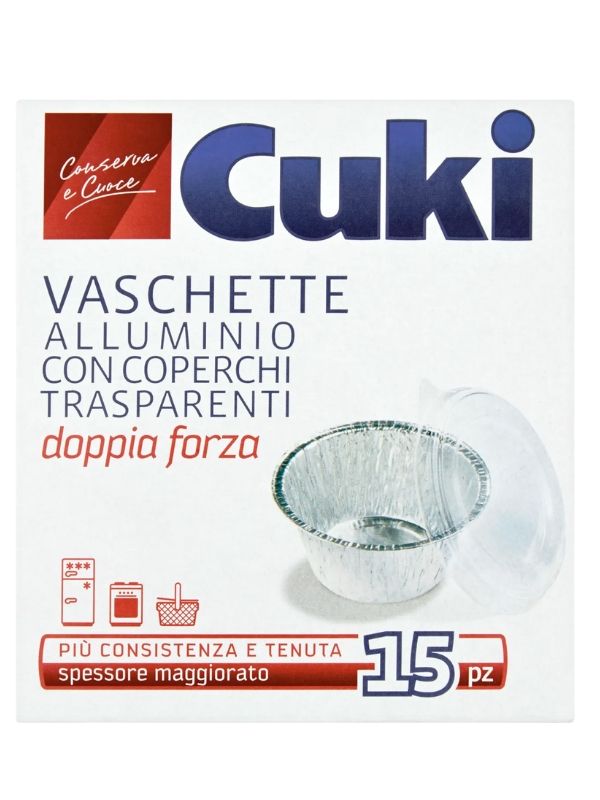 CUKI Vaschette Alluminio Con Coperchi Per Sughi 12 Pezzi 8.5Cm
