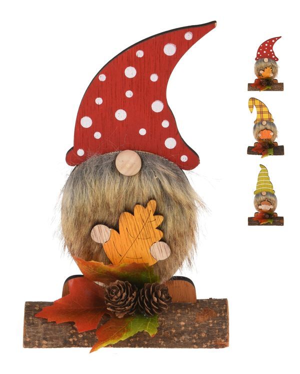 Déco D'Automne Gnome En Bois 11X20Cm - Assortis
