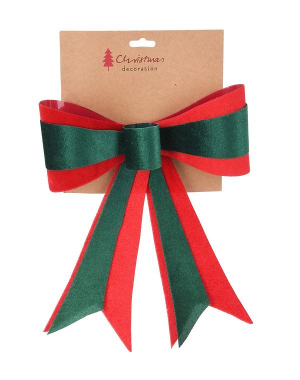 Déco Natalizia Fiocco Rosso E Verde  27Cm 