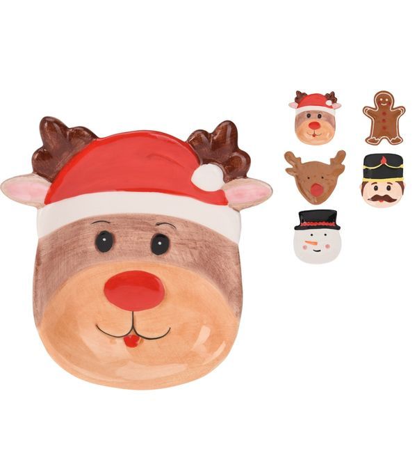 Accessorio Da Tavola Natalizio Piatto In Ceramica  16Cm  - Assortito