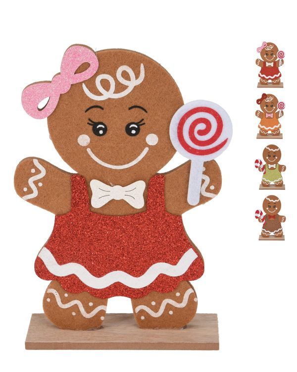 Déco De Noël Biscuit En Feutre Avec Base En Bois  18Cm  - Assortis 