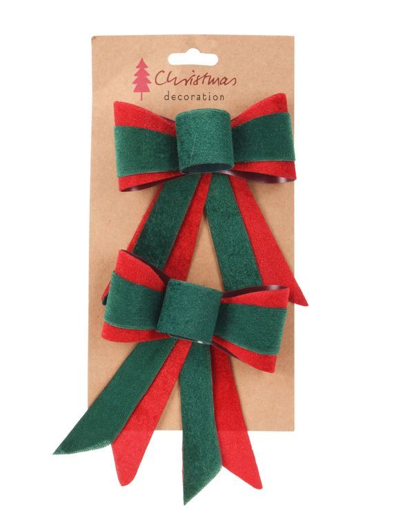 Déco Natalizia Fiocco Rosso E Verde 2 Pezzi 2Cm 