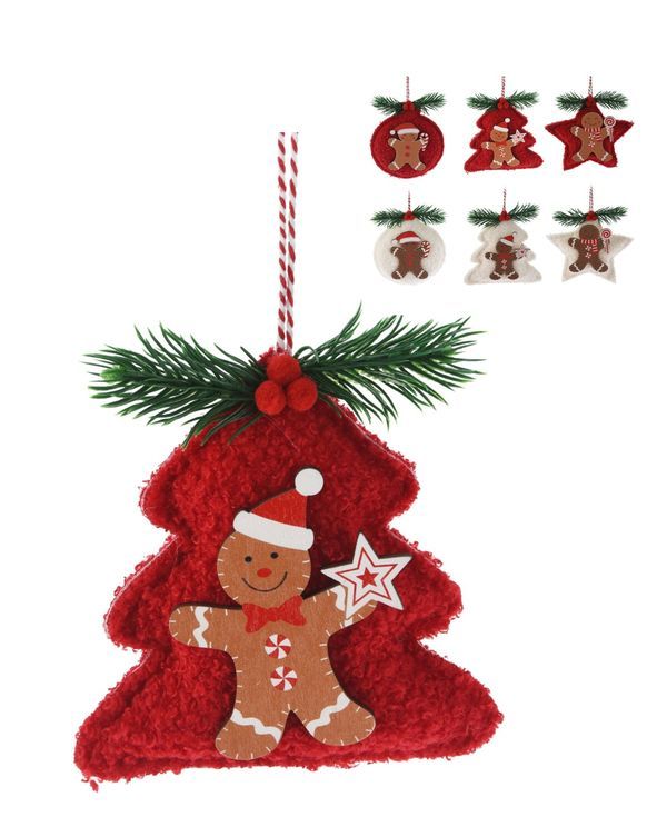 Weihnachtsanhängerlebkuchenmann-Teddy-Effekt11Cm - Sortiert