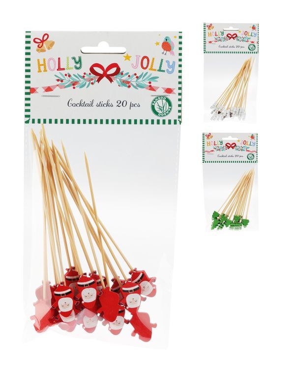 Accessoire De Table De Noël Cure-Dents En Bambou À Thème 20 Pièces   - Assortis 