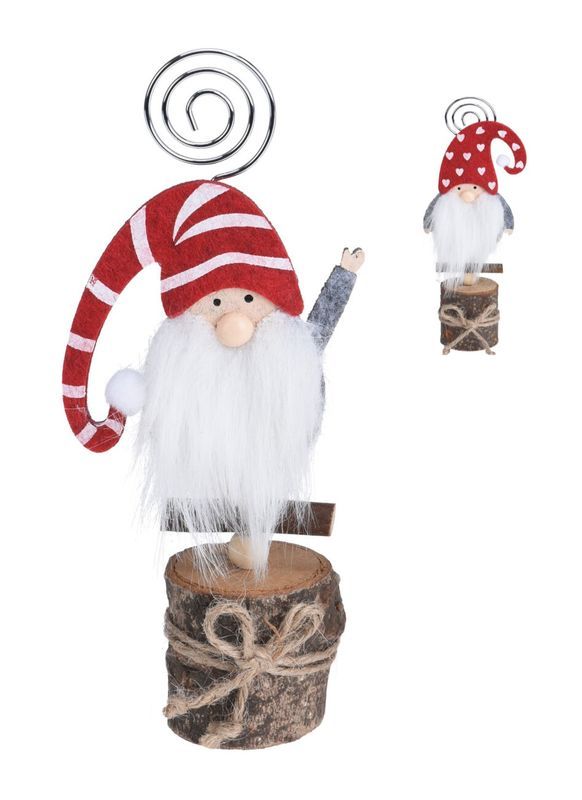 Accessorio Da Tavola Natalizio Segnaposto Con Gnomo  16Cm  - Assortito