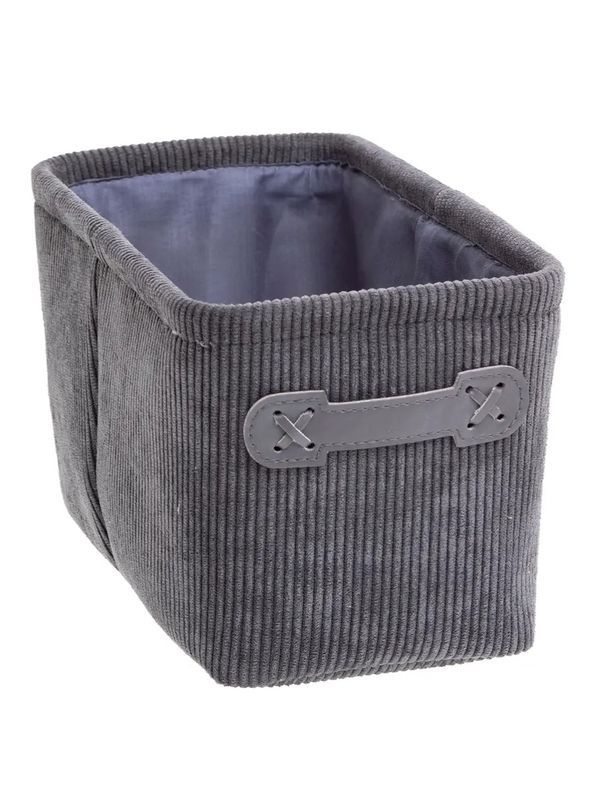 Cesta In Tessuto Corduroy Grigio 15X31Cm