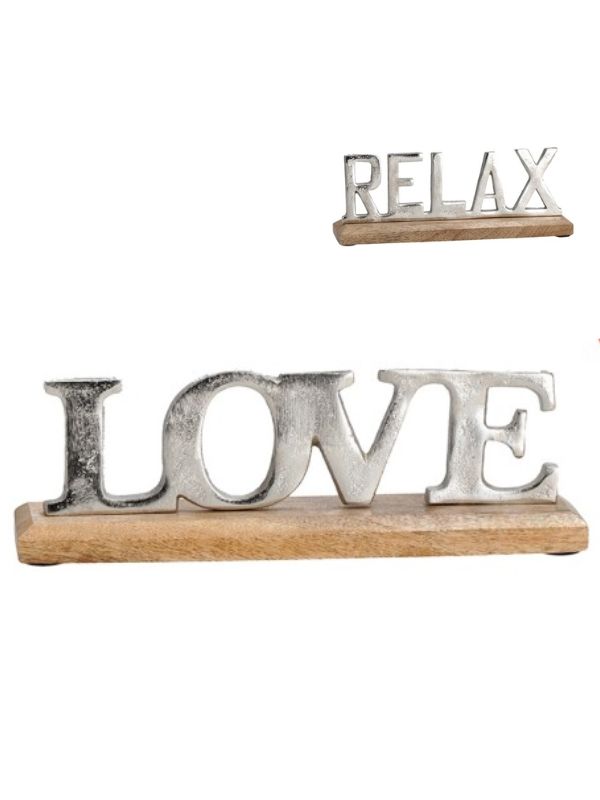 Scritta Decorativa In Metallo Con Base In Legno 27X10Cm - Assortito