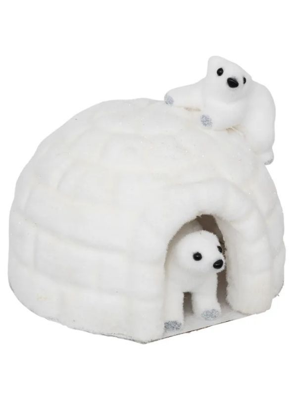Déco De Noël Igloo Avec Ours 20X15Cm