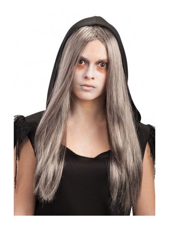 Halloween Perücke Grau Glatt Und Lang