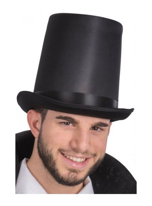 Chapeau D'Halloween Satin Noir Avec Bande De Satin 20Cm