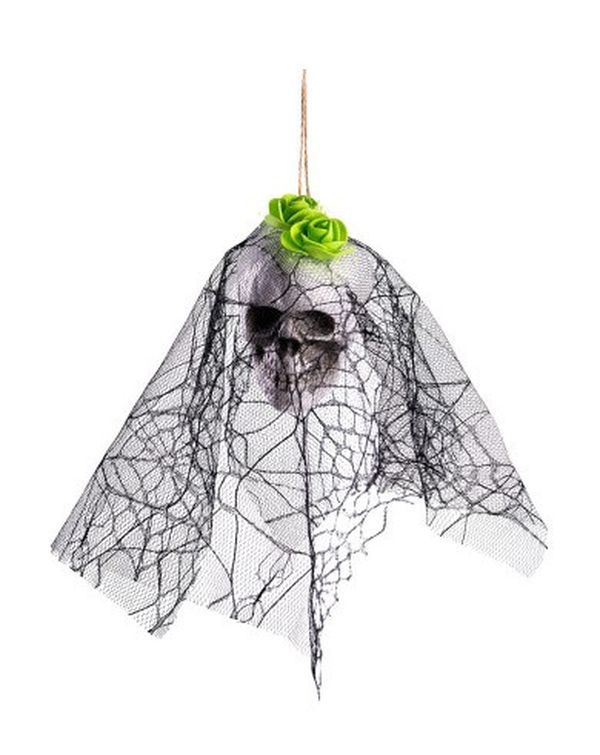 Decorazione Di Halloween Teschio Con Velo 20Cm