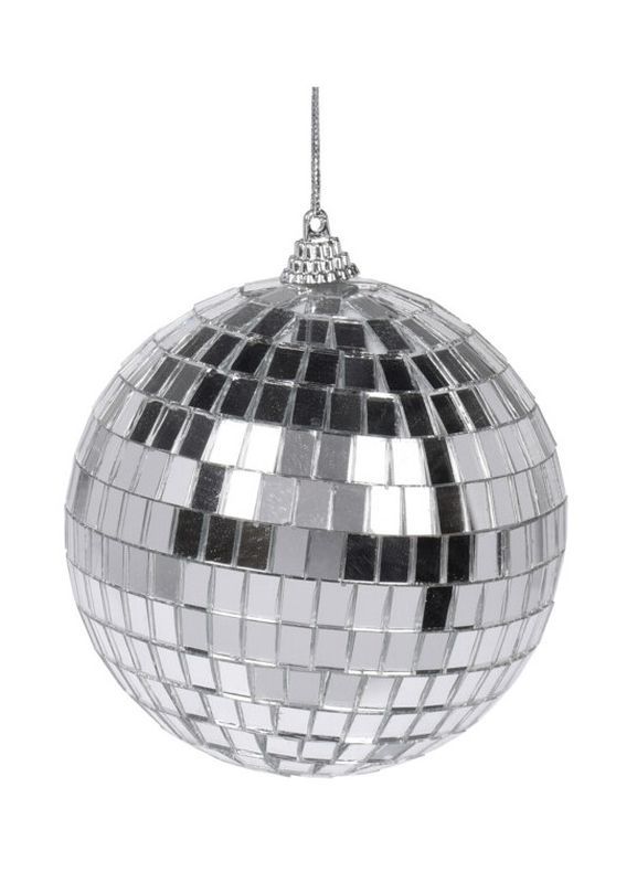 Weihnachtskugel Disco Silber 12Cm 