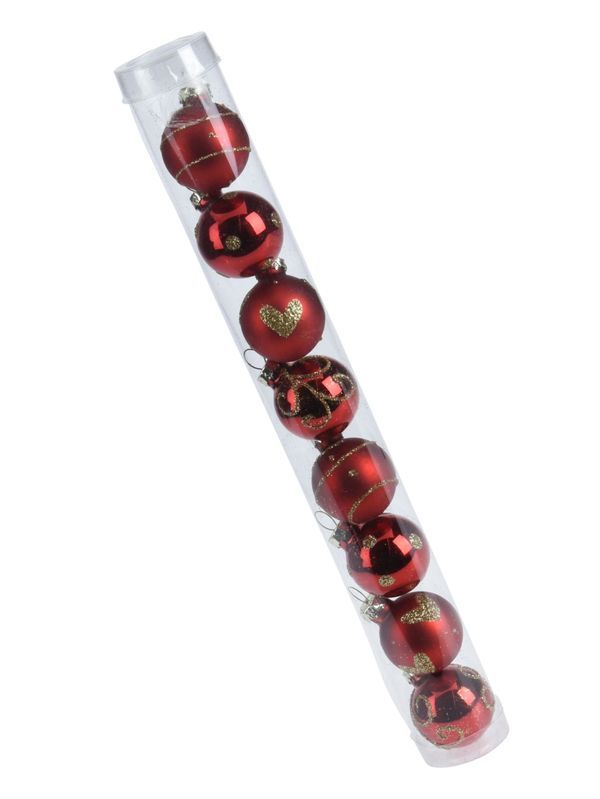 Pallina Natalizia In Vetro Rosso 8 Pezzi 3Cm 