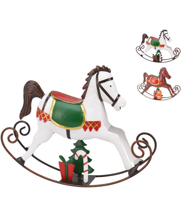 Weihnachtsdeko Schaukelpferd Aus Metall 34Cm - Sortiert