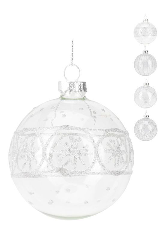 Weihnachtskugel Aus Glas Glitter 8Cm - Sortiert