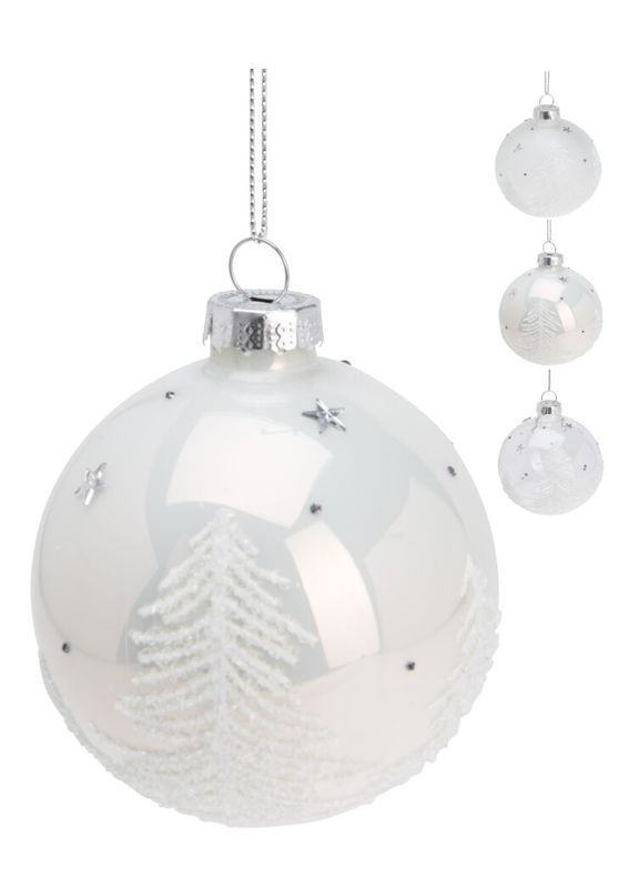 Weihnachtskugel Aus Glas Weiß 8Cm - Sortiert