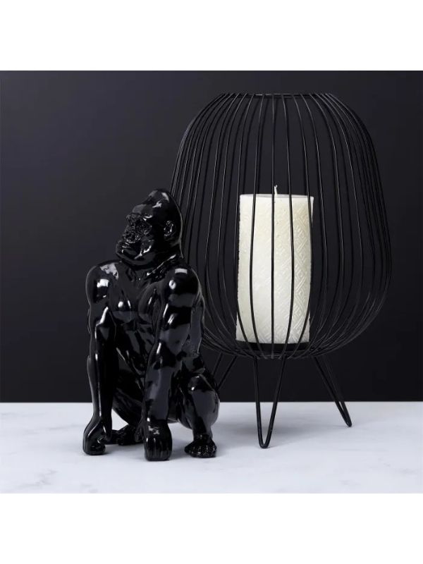 Oggetto Decorativo In Ceramica Gorilla Nero 24Cm