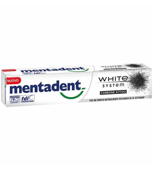 MENTADENT Dentrificio White System Carbone Attivo 75Ml