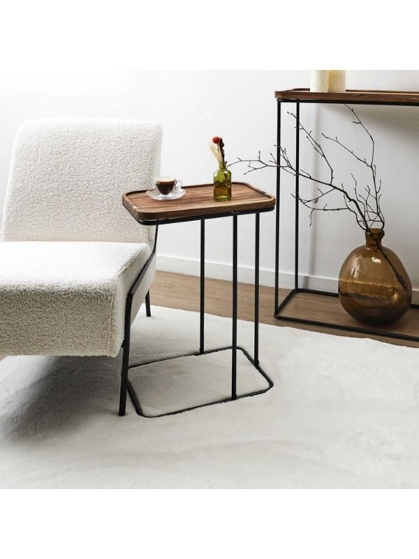 Déco Maison Table Basse En Bois D’Acacia 40X30X55Cm