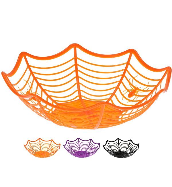 Accessorio Da Tavola Halloween Cestino Ragnatela 27Cm - Assortito