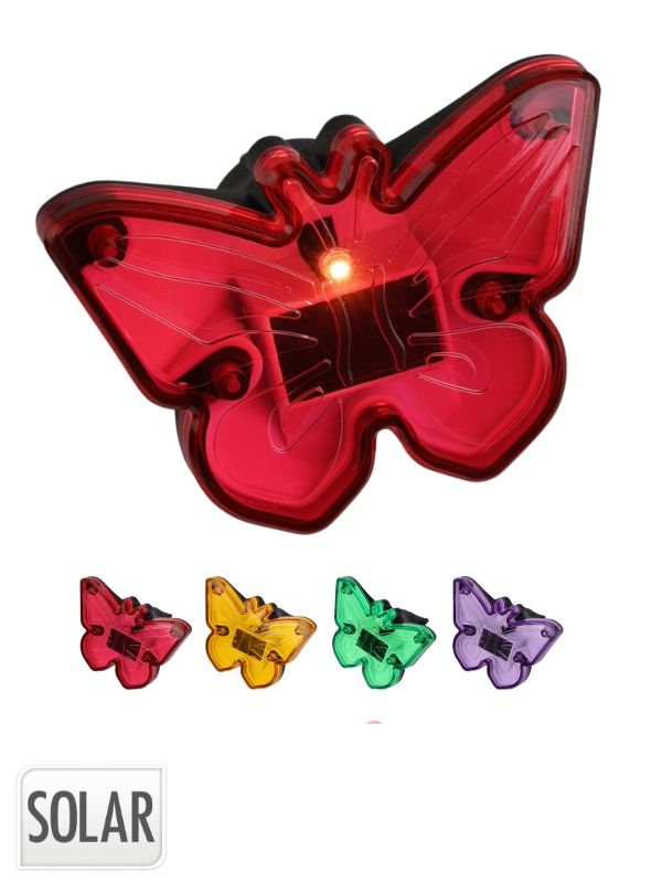 Lampe solaire papillon 9 x 8 cm - Assortiment