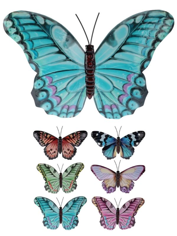 Papillon en métal 31x21cm - Assortiment