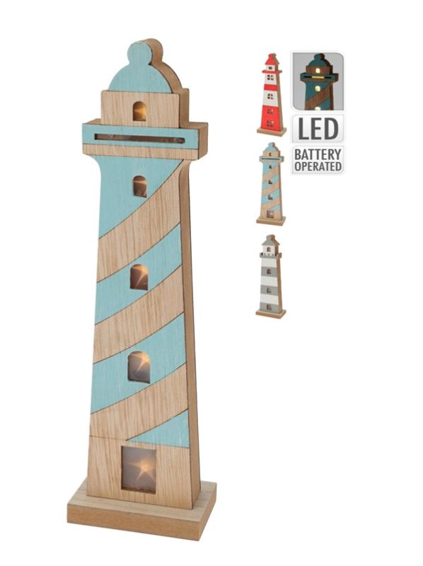 Décoration De Jardin Spot En Bois Avec Lumière Led 29Cm - Assortis