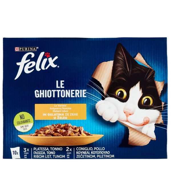 FELIX Le Ghiottonerie Gelee Scholle, Thunfisch, Kaninchen, Huhn 10X85G