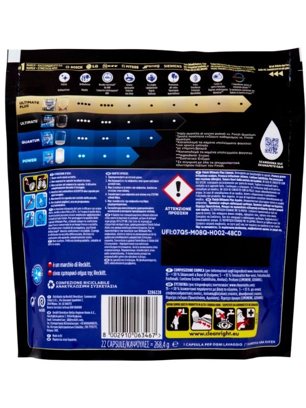 FINISH TABS Ultimate Plus Citron 22 Lavages 