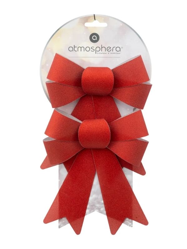 Nœud De Noël Rouge 2 Pièces 18Cm