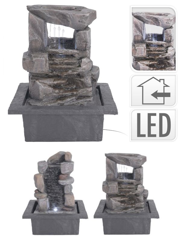 Fontaine en pierre à LED 22 x 28 cm - Assortiment