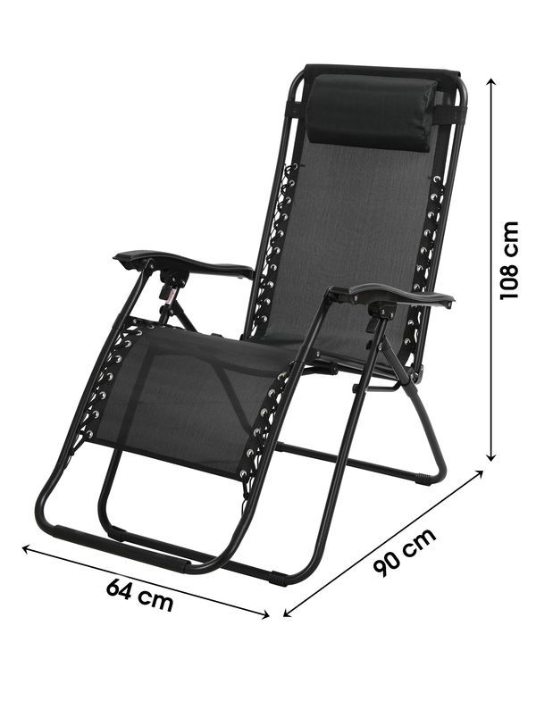 Sdraio Estiva Da Spiaggia Le Playa Nero 90X64X108Cm